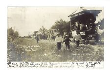 The parade of floats Morden Manitoba Children walking along side - Old Photo picture