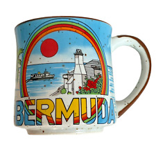 Bermuda Stoneware Vintage Sea Sunset Rainbow Beach Boat Souvenir Mug Coffee Cup picture