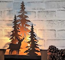 Rustic Metal Deer Forest Silhouette Ambient Night Light NightStand Table Lamp picture