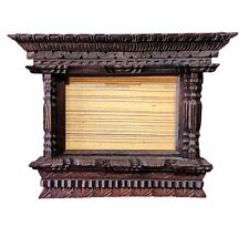 Distressed Wood Hand Carved Newar Window Wall Hanging Tibetan Nepal Home Décor picture
