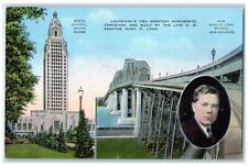 1937 Louisiana State Capitol Huey P. Long Bridge New Orleans LA Posted Postcard picture