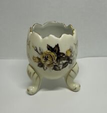 Napco Ceramic Cracked Egg Vase Roses Gold Trim Hand Painted #C3199/S￼ Vintage picture