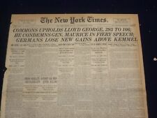 1918 MAY 10 NEW YORK TIMES - COMMONS UPHOLDS LLOYD GEORGE 293 TO 106 - NT 8177 picture
