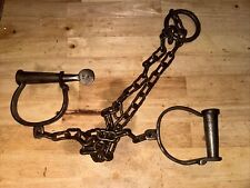 Leg Iron Prison Shackles Handcuff Solid Metal Patina Collector 50 Inch JAIL GIFT picture