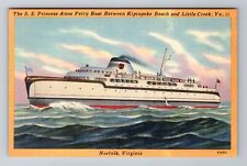 Norfolk VA- Virginia, SS Princess Anne Ferry Boat, Vintage c1957 Postcard picture