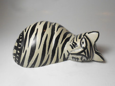 Black & White Striped Cat Kitty Stone Figurine Sculpture picture