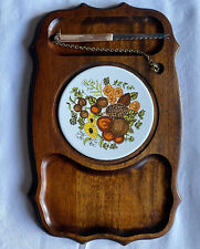 Vintage Cheese Board Charcuterie Wood Tray with Knife Japan Mid Mod Harvest picture