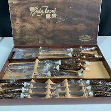 Vintage Crown Awards 11 Piece Carving Set  & Knives Faux Horn Stainless Steel picture