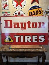 LARGE ORIGINAL & AUTHENIC ''DAYTON TIRES'' PAINTED METAL SIGN 60X36 INCH picture