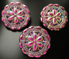 3 Czech VASELINE Glass LACY Buttons #B482 - 27 mm or 1