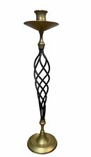Brass Wrought Iron Spiral Barley Twist Candlestick Candle Holder Vintage Boho picture