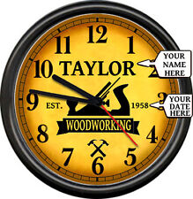 Personalized Woodworking Carpenter Wood Carpentry Shop Tools Sign Wall Clock  picture