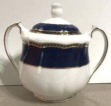 Vintage Wedgwood Bone China Sugar Bowl Crown Sapphire Pattern EUC picture