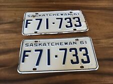 VINTAGE 1961 Saskatchewan Farm LICENSE PLATE Set #F-71-733  - Canadian Seller picture