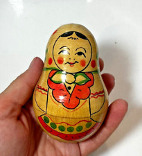 Vintage Russian Roly-Poly Matryoshka Dolls Wood Hand Painted Ornaments picture