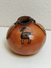 Hand-crafted Gourd Native American Folk Art Signed by  b. grant 5” X 4” picture