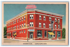 Council Bluffs Iowa IA Postcard Goodrich Hotel c1940's Vintage Unposted picture