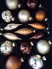 15pc Set Vintage Rauch Bronze Gold Glass Christmas Ornaments  Round, Finial Drop picture