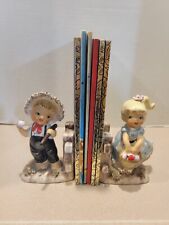 HTF ENESCO Ceramic Boy And Girl Bookends picture