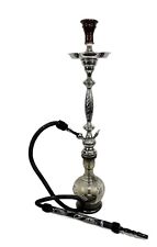 MAGDY ZEIDAN 36'' Heavy duty Egyptian hookah Hand Blown Glass With Silver Decor picture