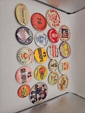 Vtg Lot 19 PIN BACK BUTTONs Collectible Pinback Hart's Att Ziggy Tombstone Pizza picture