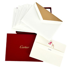 Cartier NIB Auth 10 Note Cards with 10 Envelopes Set Box w Red Gift Bag Ribbon picture
