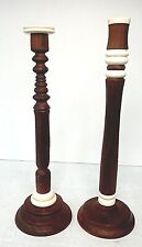 Hand Crafted Walnut Wood Candlestick Holders 2 Candleholders Signed Dated 10