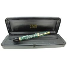 1992 PARKER DUOFOLD GREEN MARBLE ROLLERBALL PEN IN BOX MADE IN UK picture