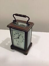 ANTIQUE FRENCH CARRIAGE ALARM CLOCK. BRONZE. BEVELED GLASS 19TH CENTURY picture