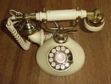 French Princess Rotary Dial Phone Telephone Brass Gold Ivory Cream Cameo Vintage picture