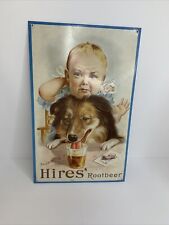 Vintage Hires’ Root Beer An Uninvited Guest Metal Sign Baby Dog Soda picture