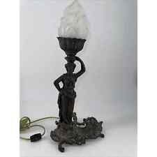 Grecian Lady Metal Lamp w/tray & Frosted Glass Flame Globe Light Works picture