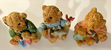 Boyds Bears & Friends Vintage Resin Bear Figurines Lot of 3 Bear Youth with Toys picture