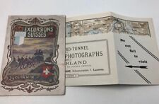 1914 excursions suisses SWITZERLAND Lucerne, Fold Out Map brochure antique picture