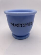 Vintage RARE Jeannette Delphite Blue Glass MATCHES Match Holder 3