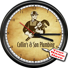 Plumbing Plumber w/ Tools Retro Vintage Look Your Name Personalized Wall Clock picture