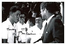 PRESIDENT JOHN F. KENNEDY SHAKING HANDS WITH BILL CLINTON AUTOGRAPHED 4X6 PHOTO picture
