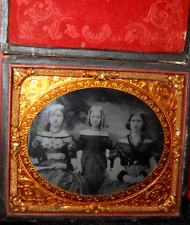 1/6th Size Ambrotype of siblings in full case, split at hinge picture
