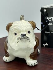 Joy To The World Collectible Brown White Bulldog Blown Glass Ornament NICE picture