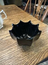 BLACK Amethyst GLASS UMBRELLA  DISH POSSIBLY INDIANA GLASS CO 5.5”x3.75” picture