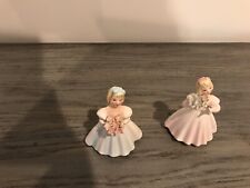 Vintage Lefton Girl Porcelain Figurines Set Of Two Hand Painted picture
