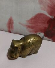 Vintage Brass House Hippo Hippopotamus 3” Gold Tone Brass   picture
