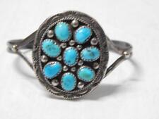 VINTAGE SHOWY + NICE NAVAJO INDIAN STERLING MULTIPLE TURQUOISE STONES BRACELET picture