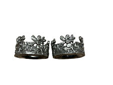 VINTAGE H K Perfect  PEWTER~2001-FAIRY-VOTIVE CANDLE HOLDER Set Of 2 picture