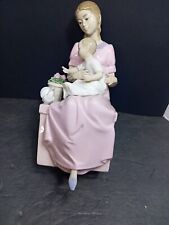 ❤️ Nadal Porcelain Figurine  Lady Sitting With Child On A Box W/ A Dove Flowers picture