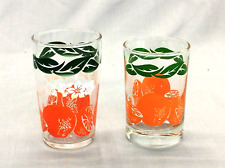 Pair 2 Vintage Oranges Blossoms Juice Drinking 4 Oz Glasses Lot Anchor Hocking picture