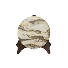 Chinese Natural Dream Stone Round White Fengshui Plaque Display ws2256 picture