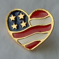 Avon American Flag Heart Lapel Hat Jacket Pin Red White & Blue  picture