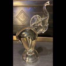 FANTASTIC Vtg MURANO GLASS Italy Elephant On Ball 7.5lb Vintage Statue Pristine picture