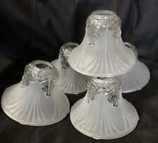 5 Pc Clear & Frosted  Glass  Lamp Light SHADE ART NOUVEAU EDWARDIAN  1.5” Fit picture